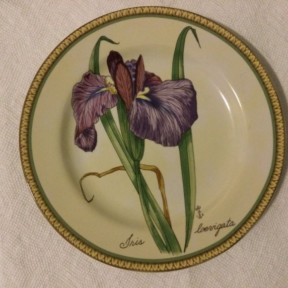 2 American Atelier Botanical Salad dessert plates stoneware floral purple - Picture 3 of 4
